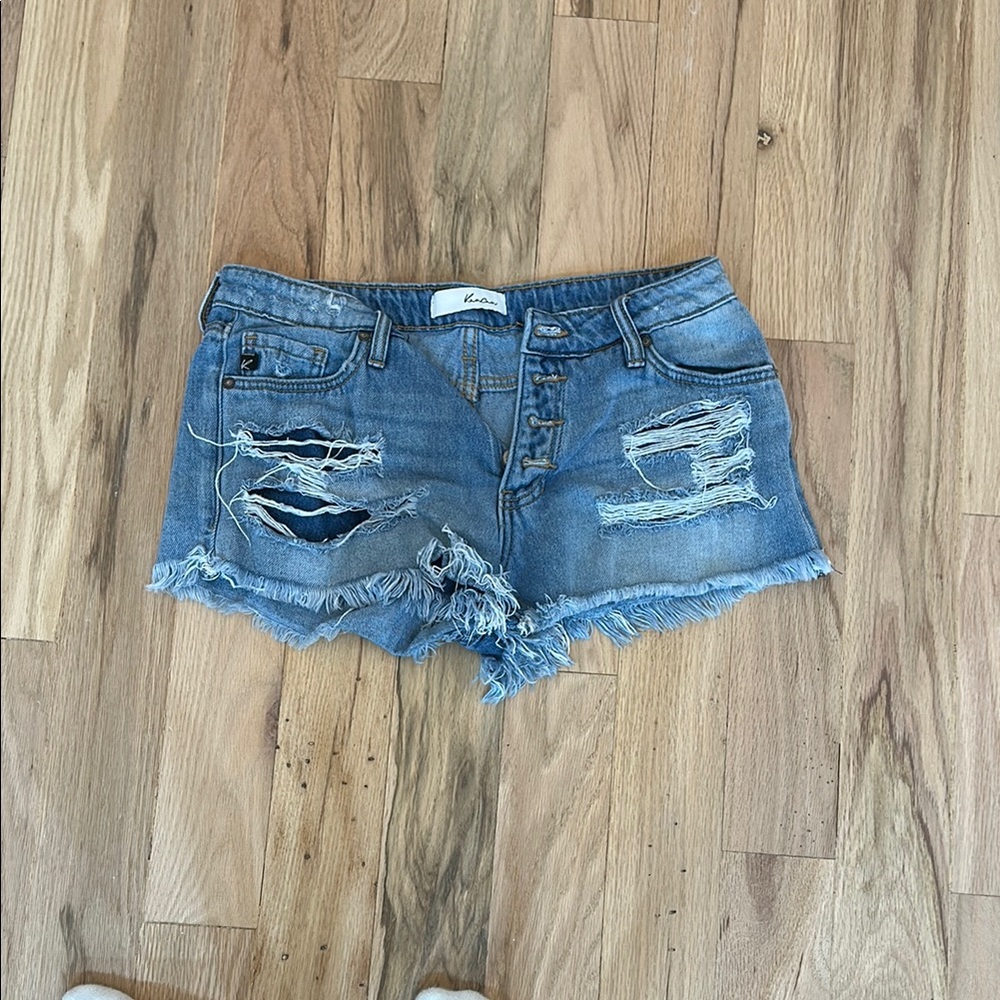 KanCan Women's Distressed Blue Denim Shorts